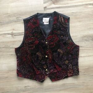 Vintage Red and Purple Floral Vest